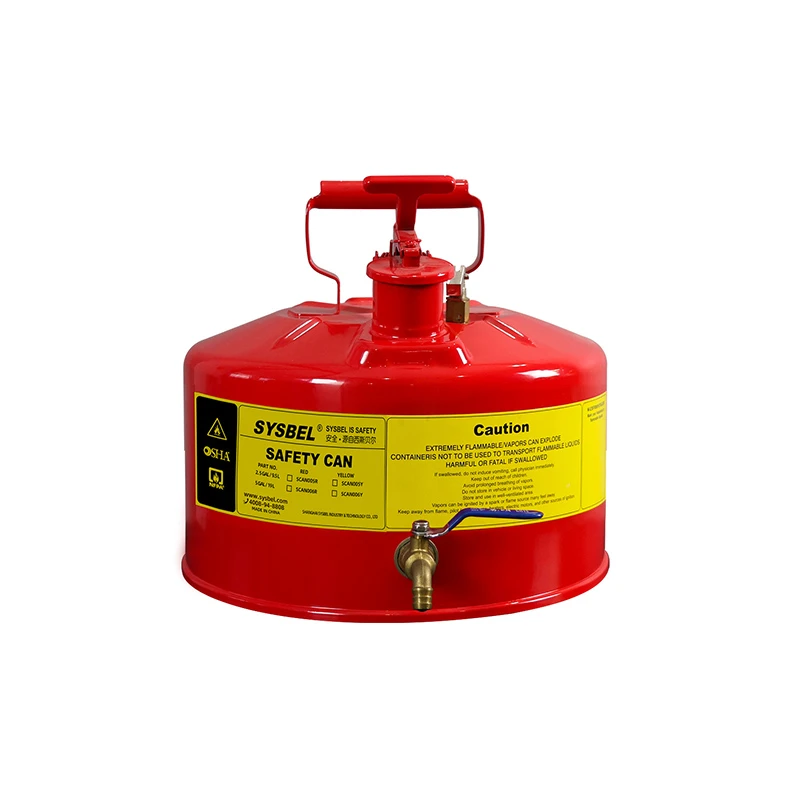 Kaleng Pengeluaran Keamanan SYSBEL 2,5 Galon (9,5L) Merah|Kaleng Pengaman Cairan Mudah Terbakar Tipe I – SCAN005R
